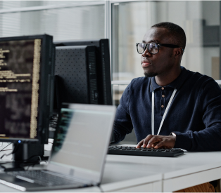 man looking at a screen