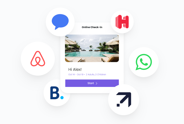 One online check-in invitation reaching guests across OTA messaging
